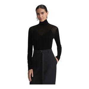 LAFAYETTE 148 NEW YORK Velvet Mesh Jersey Sheer Turtleneck Top NWOT AU size